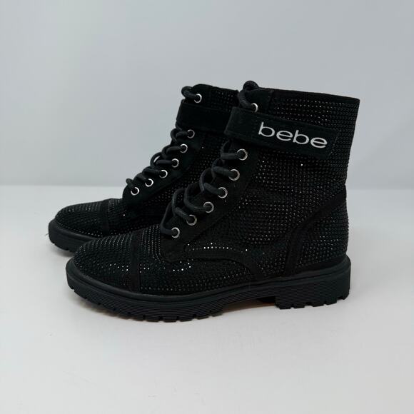 Bebe Combat Boots Women's 6 Side Zip Dayani-J Boot Beaded - Picture 4 of 10